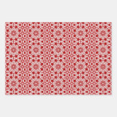 赤と白のタイルパターン ラッピングペーパーシート (正面3)