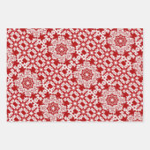 赤と白のタイルパターン ラッピングペーパーシート (正面)