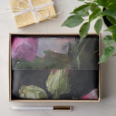 赤と白のタチアオイのフローラルデクパージュ 薄葉紙 (ギフト)