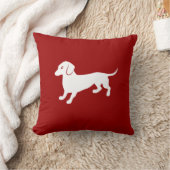 赤と白のダックスフントのデザイン クッション (ブランケット)