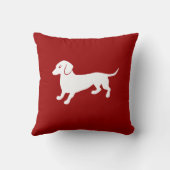 赤と白のダックスフントのデザイン クッション (裏面)