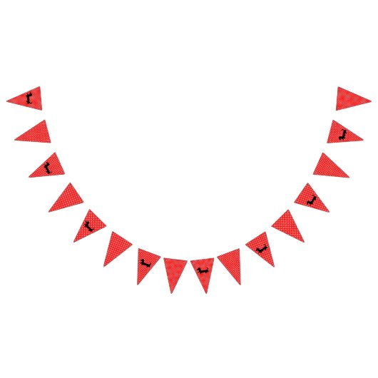 赤と白のダッシュンドバンティングパーティーバナー バンティングフラッグ (全)