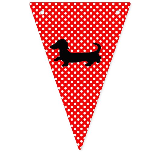 赤と白のダッシュンドバンティングパーティーバナー バンティングフラッグ (第1の旗)