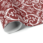 赤と白のダマスコギフトラップ ラッピングペーパー (ロールコーナー)
