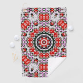 赤と白のチェスまたはピクセルの万華鏡のように千変万化するパターン円形 ゴルフタオル (インサイチュ)