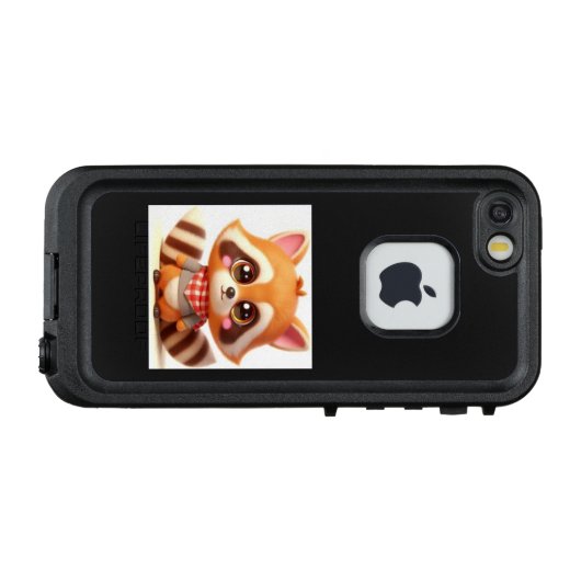 赤と白のチェックのスカーフがトレードマークだよ💛アライグマのポポ LifeProof iPhoneケース (裏面横)