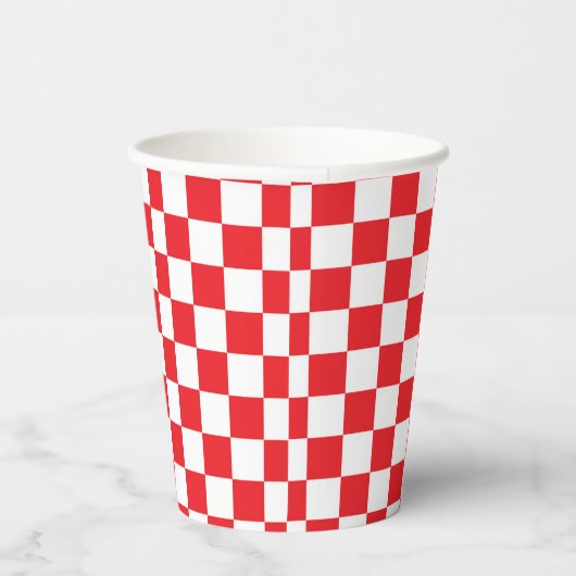 赤と白のチェック柄のパーティーチェックペーパー 紙コップ (右)