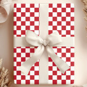 赤と白のチェック柄パターン ラッピングペーパー