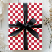 赤と白のチェック柄パターン ラッピングペーパー