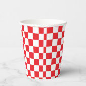 赤と白のチェック柄パーティーチェックペーパー 紙コップ (右)