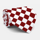 赤と白のチェック模様のタイ ネクタイ (ロール)