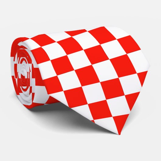 赤と白のチェック模様のパターン首のタイ ネクタイ (ロール)