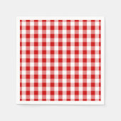 赤と白のチェックGingham Plaid – 国素朴 スタンダードカクテルナプキン (正面)