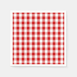 赤と白のチェックGingham Plaid – 国素朴 スタンダードカクテルナプキン