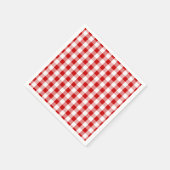 赤と白のチェックGingham Plaid – 国素朴 スタンダードカクテルナプキン (角)