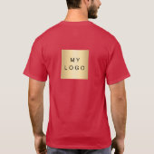 赤と白のチーム名ロゴビジネス Tシャツ (裏面)