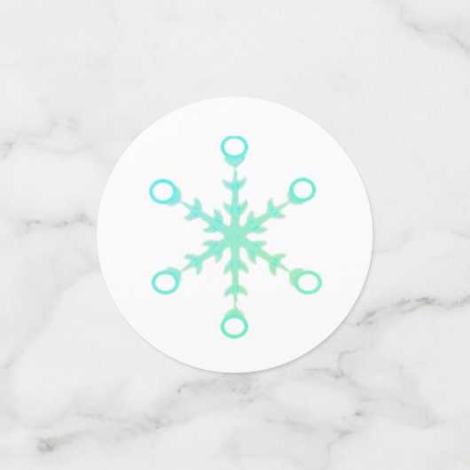 赤と白のテーブルにクリスマスの雪の結晶紙吹雪 コンフェッティ (スモール正面)