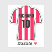 赤と白のデザインのサッカーシャストライプツ シール (シート)