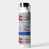 赤と白のトレンディースポーツカーマニア ウォーターボトル (正面)