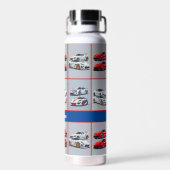 赤と白のトレンディースポーツカーマニア ウォーターボトル (背面)