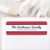 赤と白のドット – 差出人住所ラベル ラベル (インサイチュ)