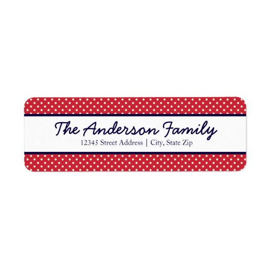 赤と白のドット – 差出人住所ラベル ラベル (正面)