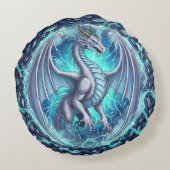 赤と白のドラゴンの枕 ラウンドクッション (裏面)