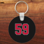 赤と白のナンバー59 選手用ユニフォーム #59 キーホルダー (正面)