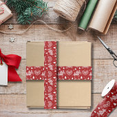 赤と白のノルディックハート クリスマスツリー グログランリボン