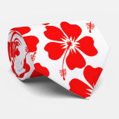 赤と白のハイビスカスの花 ネクタイ (ロール)