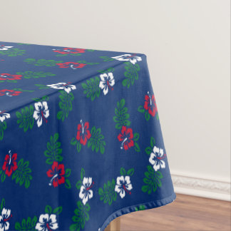 赤と白のハイビスカステーブルクロス テーブルクロス