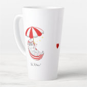 赤と白のハンモックにいるかわいい子猫 カフェラテマグ (左アングル)