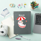 赤と白のハンモックの可愛い子猫 + テキスト シール (iPadカバー)