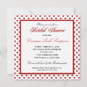 赤と白のハートのブライダルシャワーの招待状 招待状 (裏面)