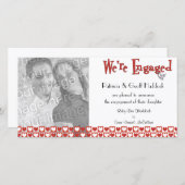 赤と白のハートの写真 結婚発表 案内状 (正面/裏面)