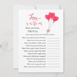 赤と白のハートトリビアブライダルシャワーゲーム 招待状