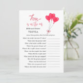 赤と白のハートトリビアブライダルシャワーゲーム 招待状 (スタンド正面)