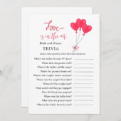 赤と白のハートトリビアブライダルシャワーゲーム 招待状 (正面/裏面)