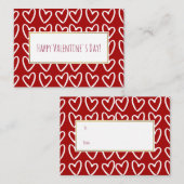 赤と白のハートバレンタインカード100パック ノートカード (正面/裏面)