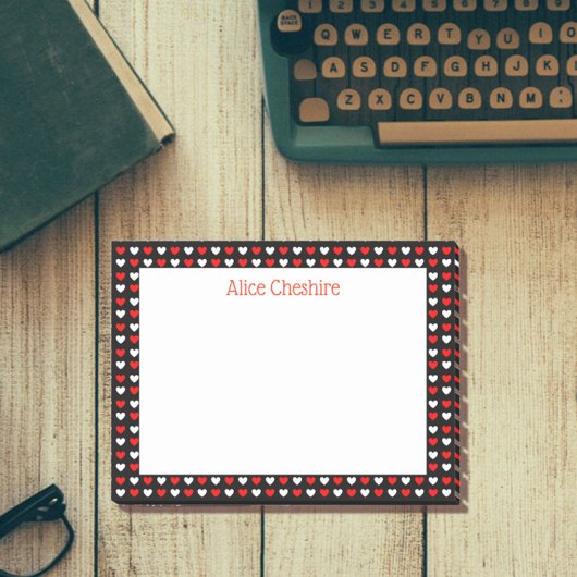 赤と白のハートパーソナライズされたItノートの投稿 ポストイット