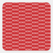 赤と白のハートフルバレンタインパーティー xoxo スクエアシール (正面)