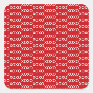 赤と白のハートフルバレンタインパーティー xoxo スクエアシール