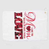 赤と白のハートモダンかわいいフローラ母の日 ゴルフタオル (横)