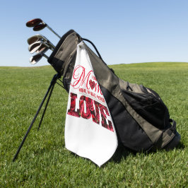 赤と白のハートモダンかわいいフローラ母の日 ゴルフタオル