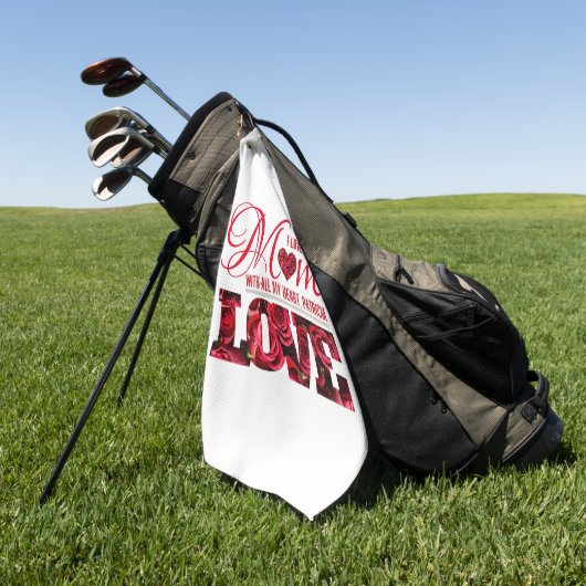 赤と白のハートモダンかわいいフローラ母の日 ゴルフタオル (グリーン)