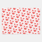 赤と白のハートモダンラブバレンタインデー ラッピングペーパーシート (正面2)