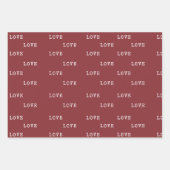 赤と白のハートモダンラブバレンタインデー ラッピングペーパーシート (正面)