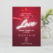赤と白のハートラブ バレンタインデーの招待状 招待状 (スタンド正面)