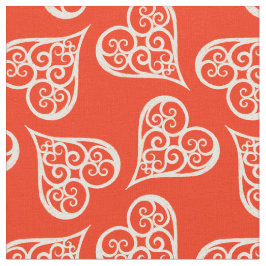 赤と白のハート・エレガントクリ伝統的スマス ファブリック