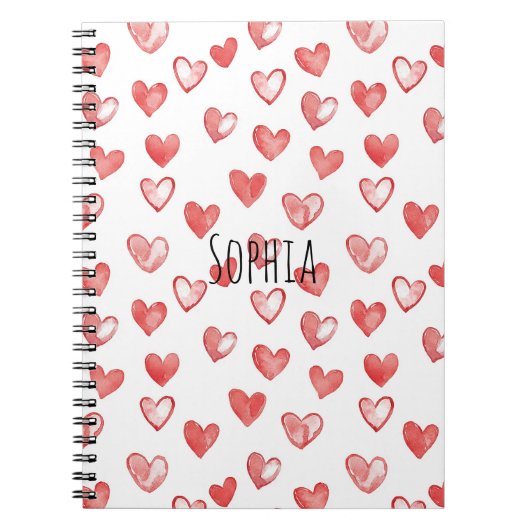 赤と白のハート ノートブック (正面)